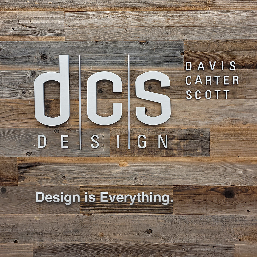 DCS Design logo in their office lobby.